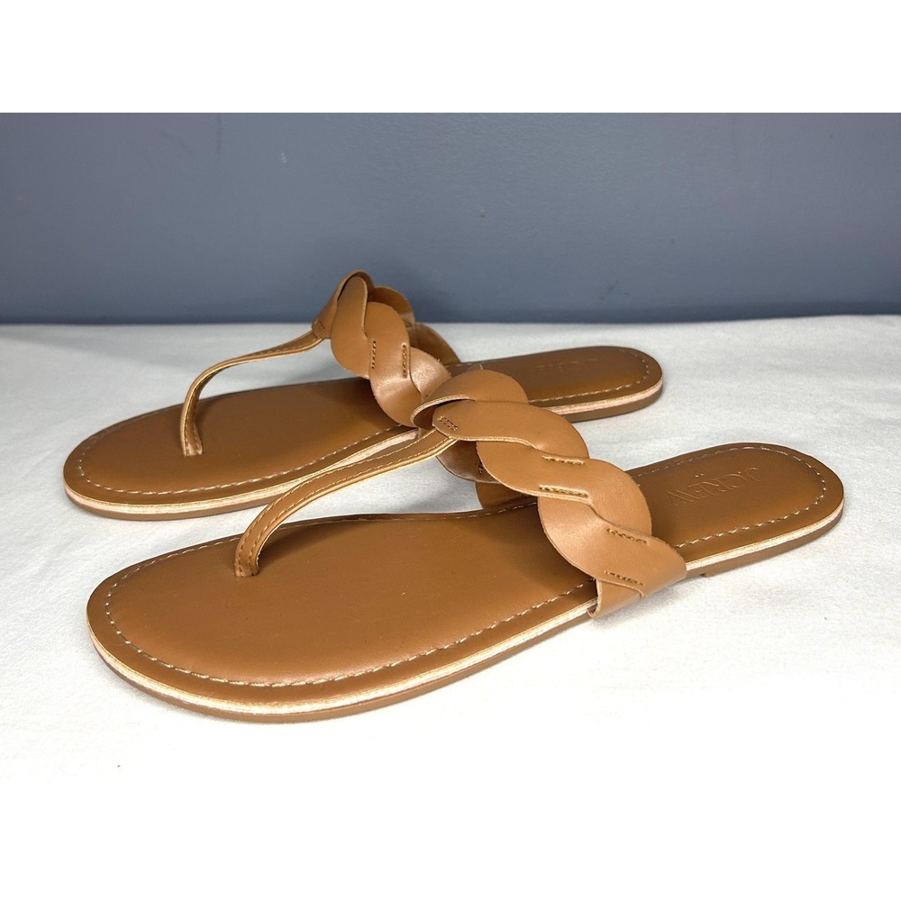 J Crew Sandals Womens 8 / 39 Cedar Wood Brown Braided Thong Flip Flops Flat Cute - Picture 8 of 12